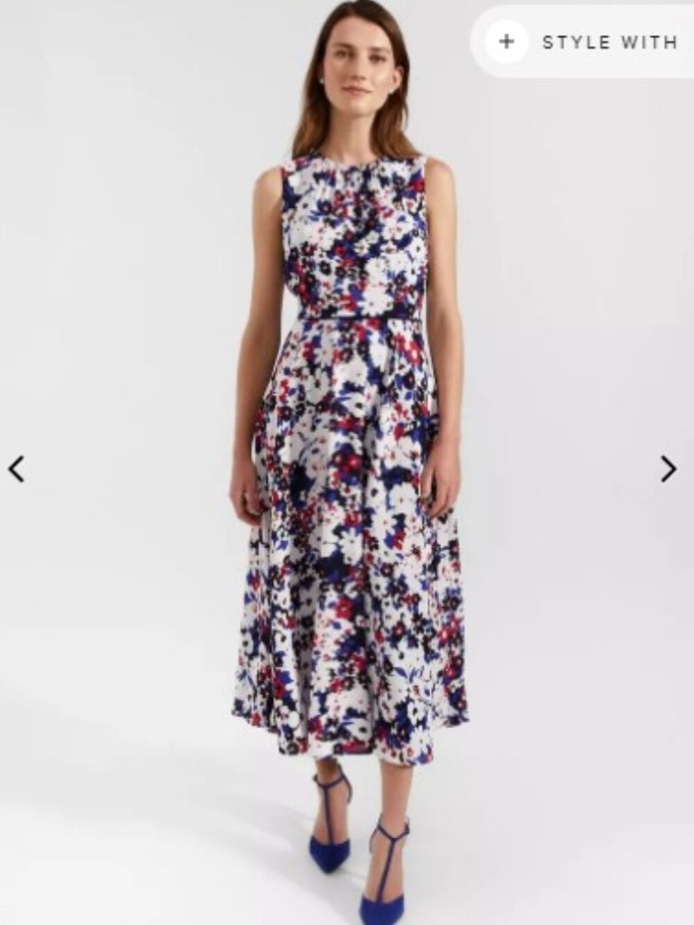Hobbs London Carly Gathered Neck Floral Dress US 10
